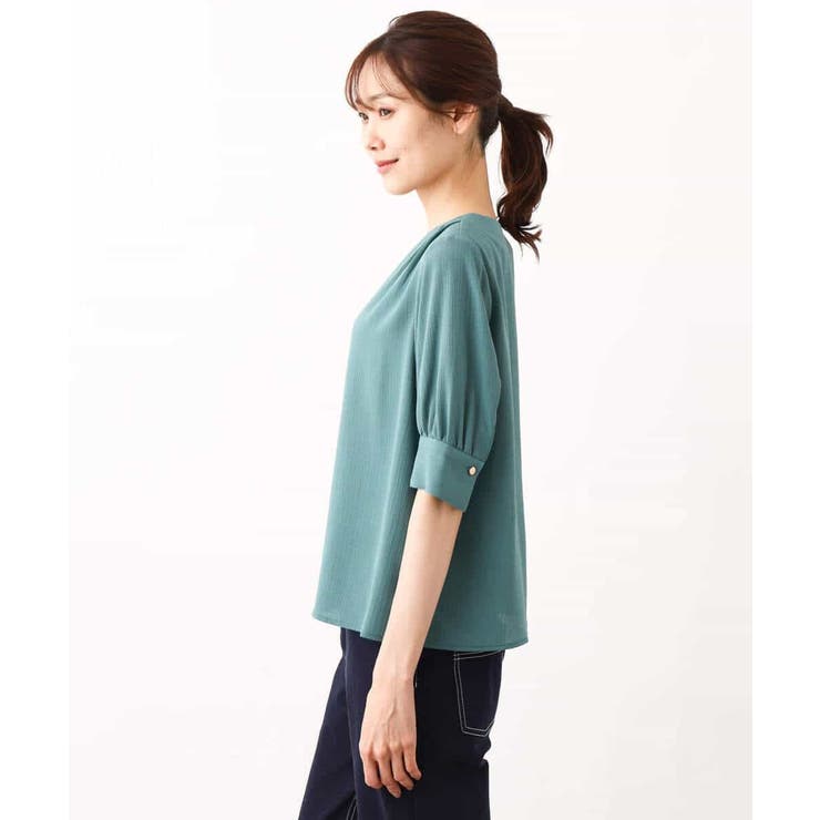 五分袖Vネックブラウス/洗える | OFUON | 詳細画像4 