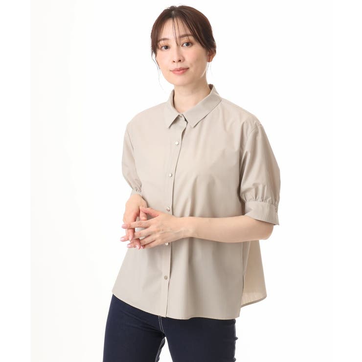 衿付きタックスリーブシャツブラウス 接触冷感 UVカット | OFUON | 詳細画像5 