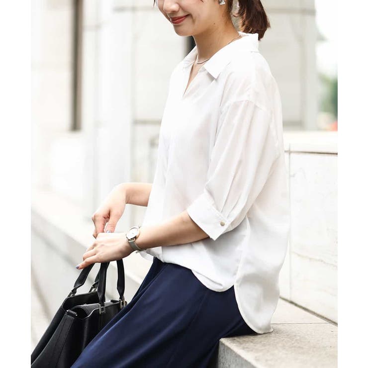 スキッパーシャツブラウス/洗える | OFUON | 詳細画像1 