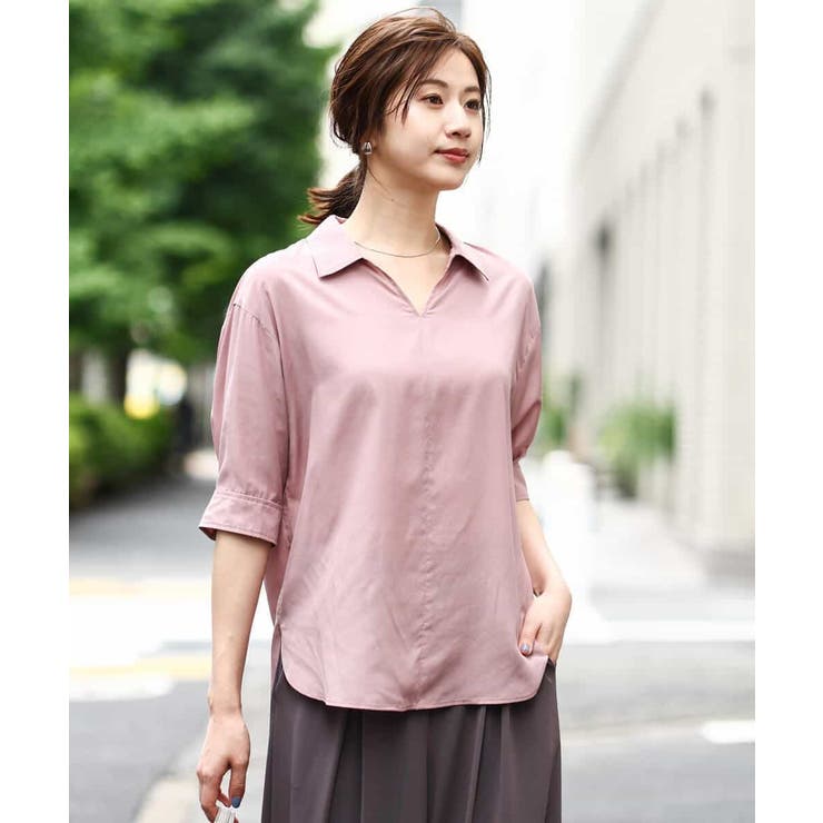 スキッパーシャツブラウス/洗える | OFUON | 詳細画像10 