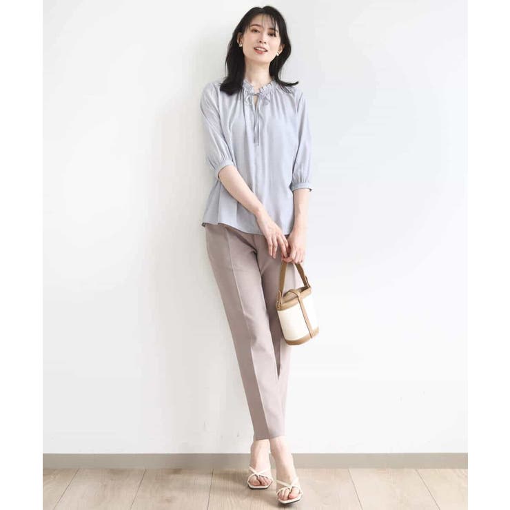 ドットジャガードフリルリボンブラウス/UVカット/洗える/WEB限定サイズあり | OFUON | 詳細画像10 