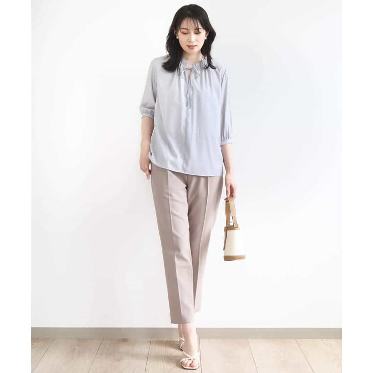 ドットジャガードフリルリボンブラウス/UVカット/洗える/WEB限定サイズあり | OFUON | 詳細画像12 