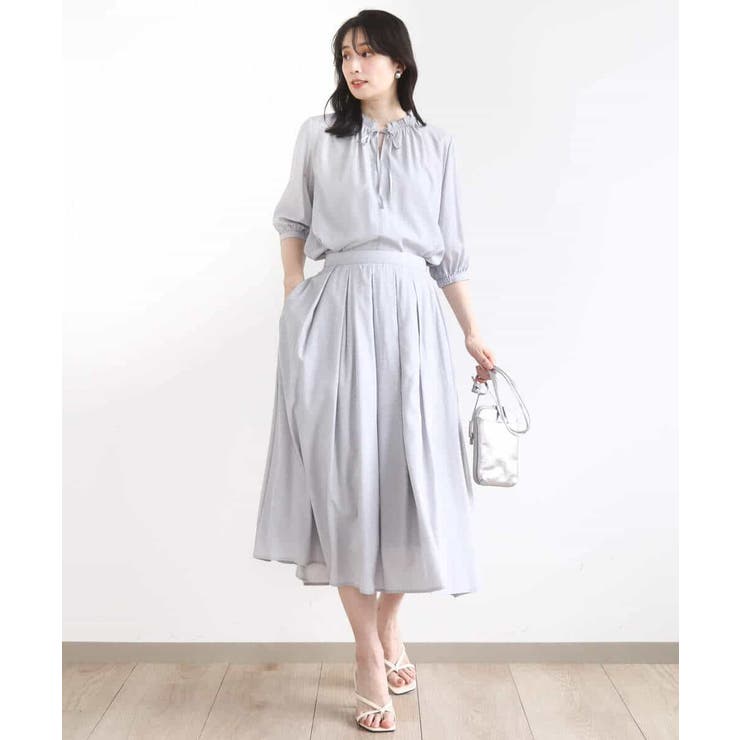 ドットジャガードフリルリボンブラウス/UVカット/洗える/WEB限定サイズあり | OFUON | 詳細画像15 