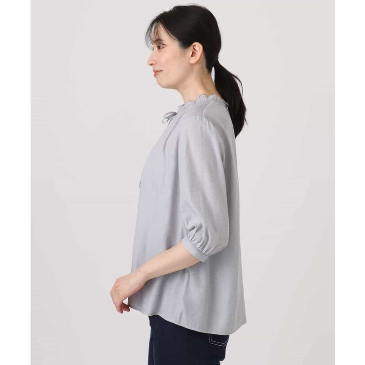 ドットジャガードフリルリボンブラウス/UVカット/洗える/WEB限定サイズあり | OFUON | 詳細画像17 