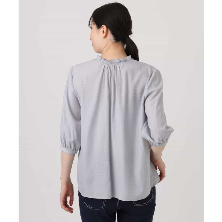 ドットジャガードフリルリボンブラウス/UVカット/洗える/WEB限定サイズあり | OFUON | 詳細画像18 