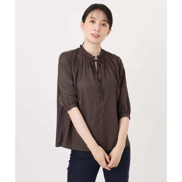 ドットジャガードフリルリボンブラウス/UVカット/洗える/WEB限定サイズあり | OFUON | 詳細画像24 