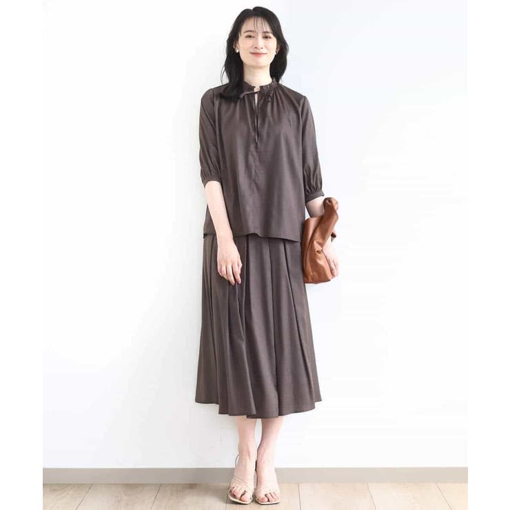 ドットジャガードフリルリボンブラウス/UVカット/洗える/WEB限定サイズあり | OFUON | 詳細画像6 