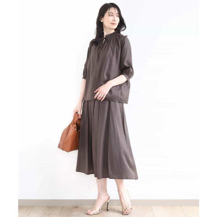 ドットジャガードフリルリボンブラウス/UVカット/洗える/WEB限定サイズあり | OFUON | 詳細画像8 