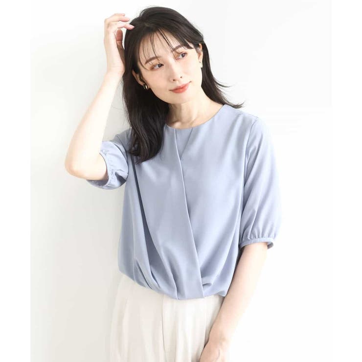 ライトブルー | カシュクールデザインブラウス/接触冷感/速乾/洗える/WEB限定サイズあり | OFUON