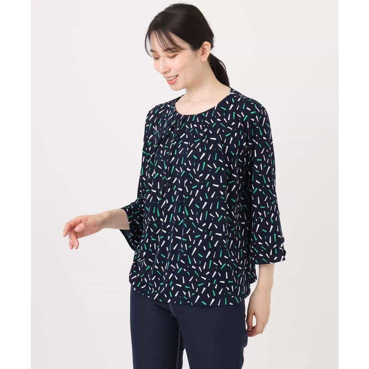 総柄フレアースリーブブラウス/洗える/WEB限定サイズあり | OFUON | 詳細画像3 