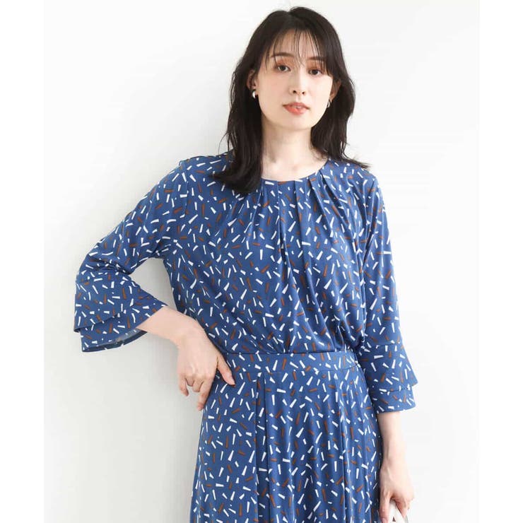 総柄フレアースリーブブラウス/洗える/WEB限定サイズあり | OFUON | 詳細画像9 