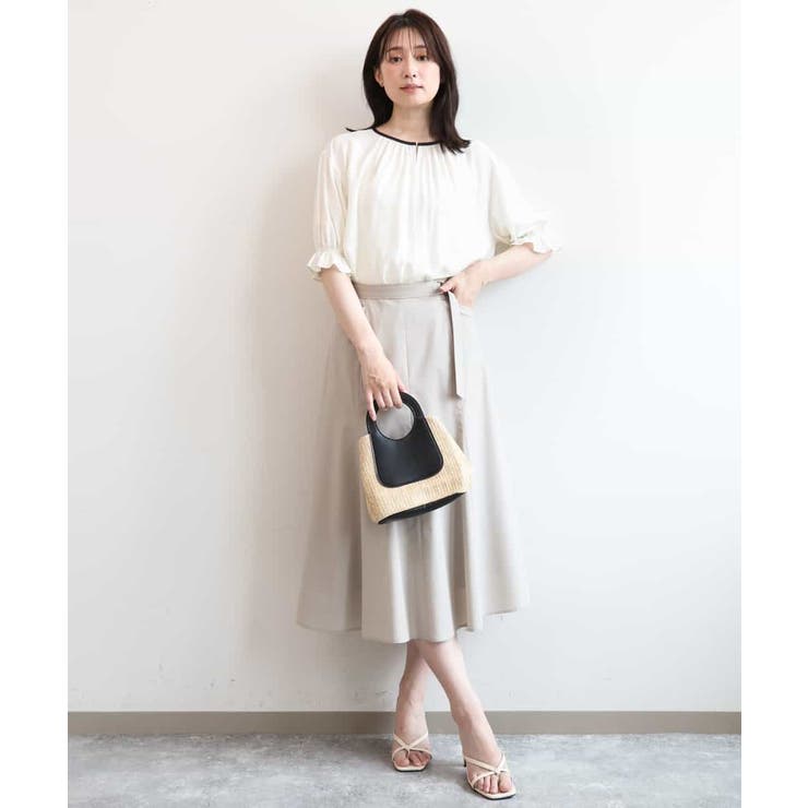 配色パイピング楊柳ブラウス/洗える/WEB限定サイズあり | OFUON | 詳細画像7 