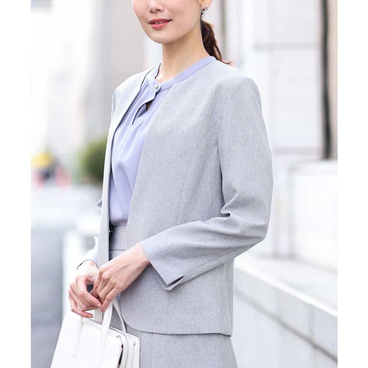 グレー | [セットアップ対応]ライトシャンブレー カラーレスジャケット/洗える | OFUON