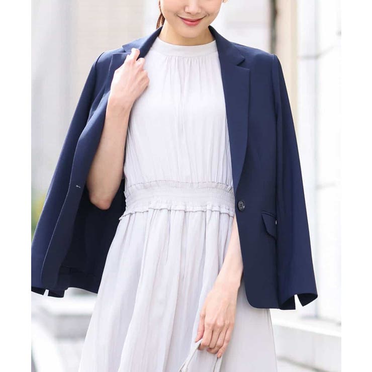 [セットアップ対応]ライトシャンブレー テーラードジャケット/洗える | OFUON | 詳細画像1 