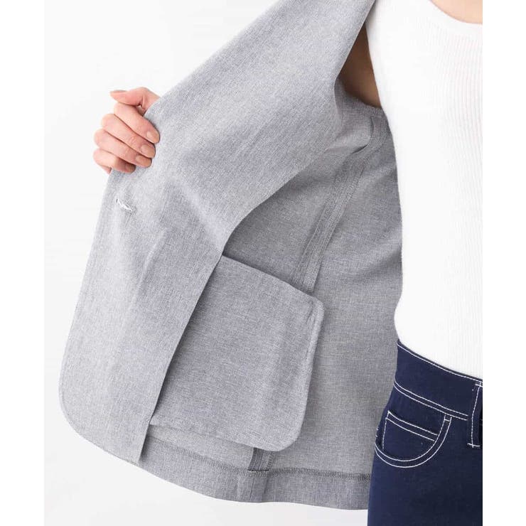 [セットアップ対応]ライトシャンブレー テーラードジャケット/洗える | OFUON | 詳細画像34 