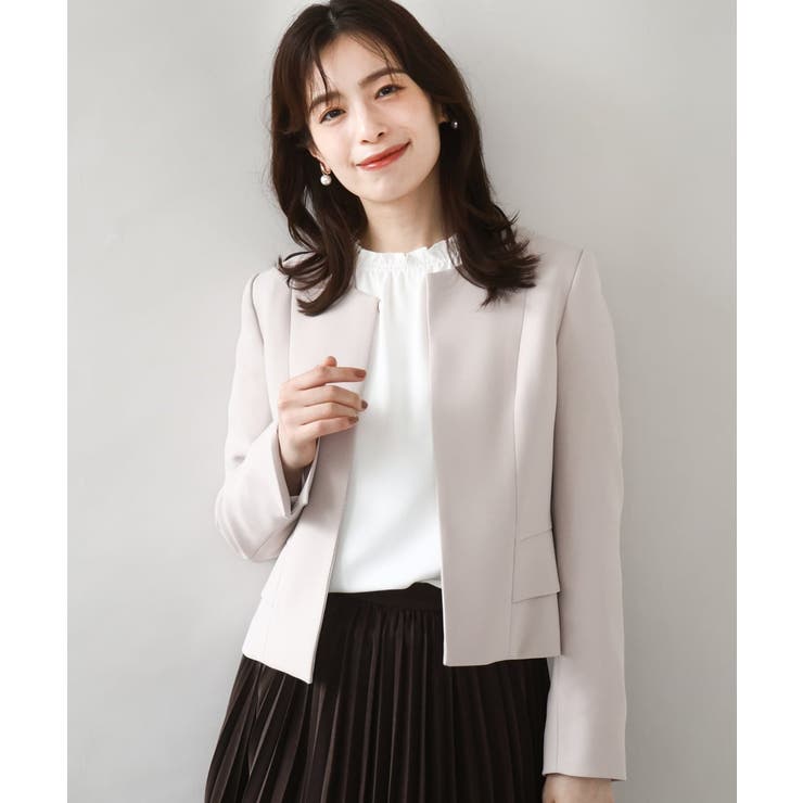 ベージュ | [セットアップ対応]ノーカラージャケット/洗える/WEB限定サイズあり | OFUON