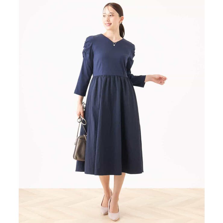 ギャザースリーブドッキングワンピース/洗える/WEB限定サイズあり | OFUON | 詳細画像11 