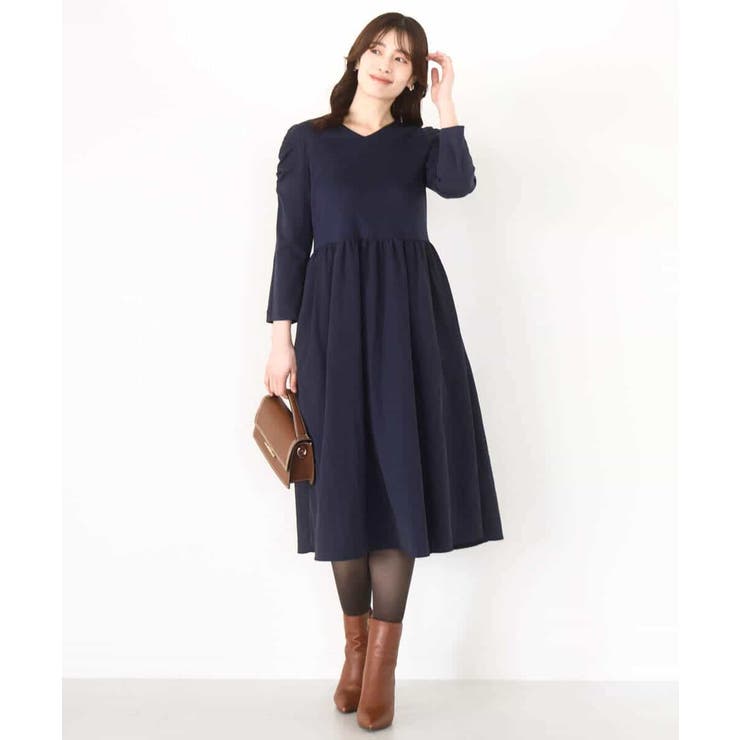 ギャザースリーブドッキングワンピース/洗える/WEB限定サイズあり | OFUON | 詳細画像13 