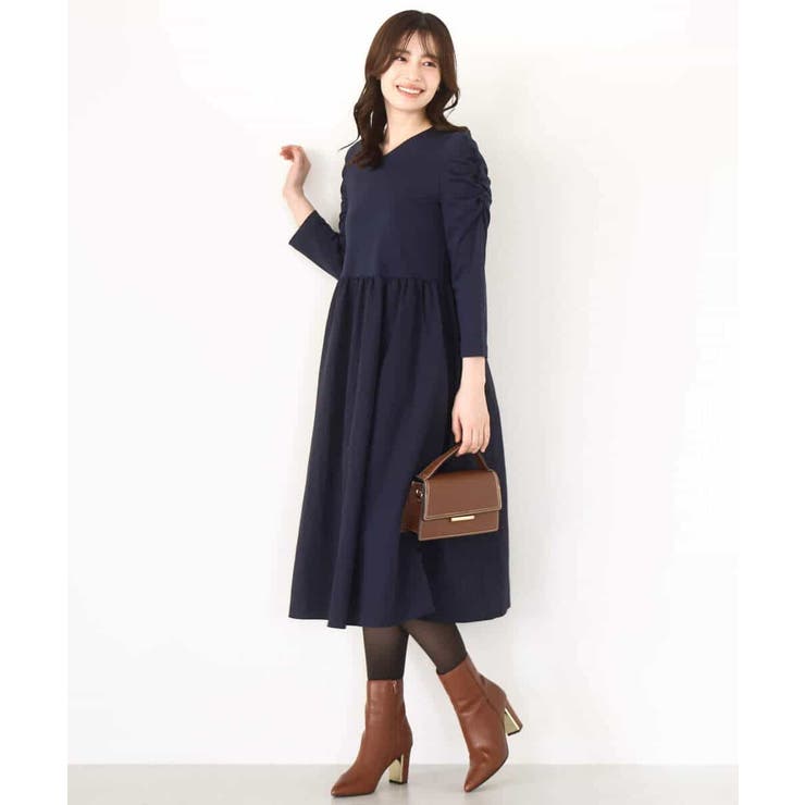 ギャザースリーブドッキングワンピース/洗える/WEB限定サイズあり | OFUON | 詳細画像15 