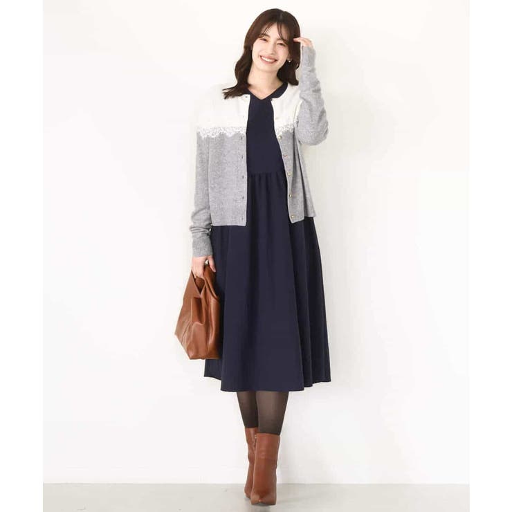 ギャザースリーブドッキングワンピース/洗える/WEB限定サイズあり | OFUON | 詳細画像16 