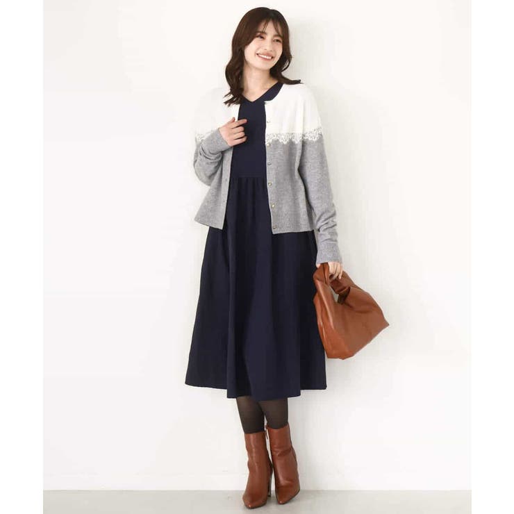 ギャザースリーブドッキングワンピース/洗える/WEB限定サイズあり | OFUON | 詳細画像17 