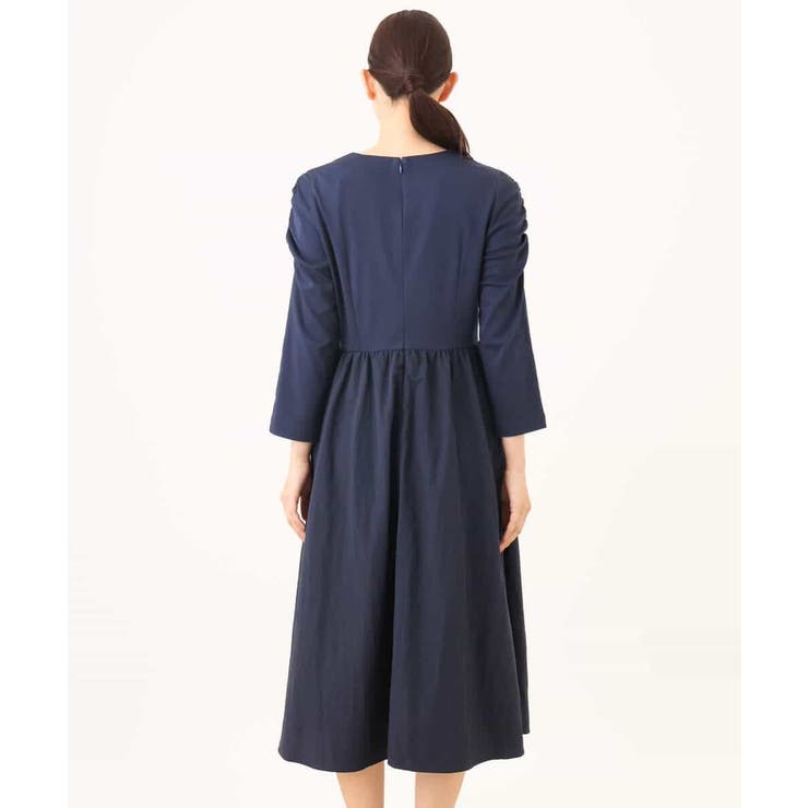 ギャザースリーブドッキングワンピース/洗える/WEB限定サイズあり | OFUON | 詳細画像4 