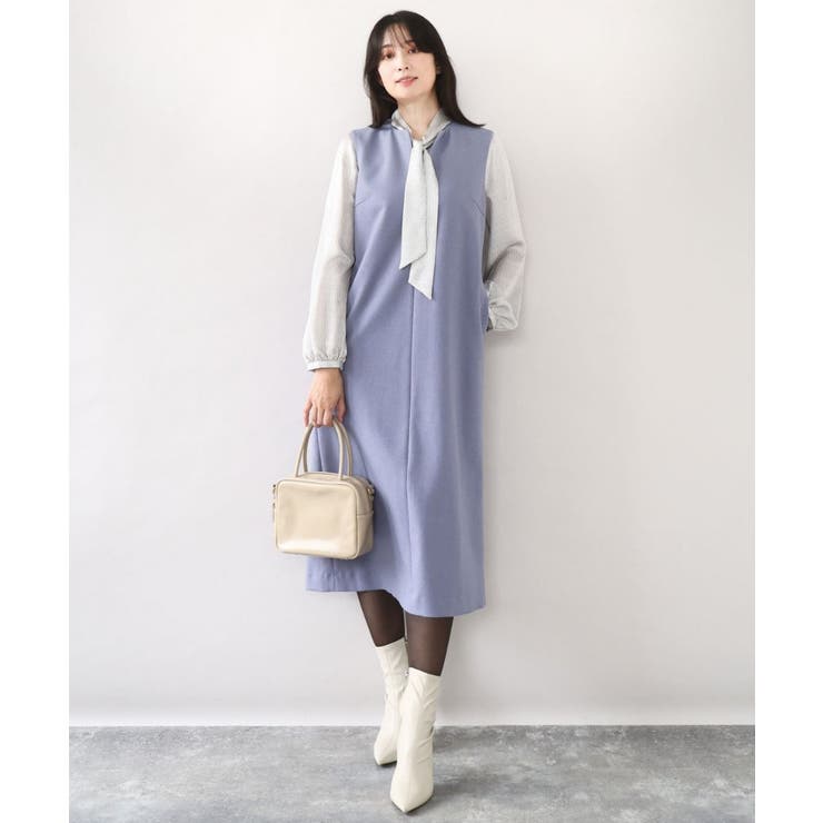 キーネックデザインジャンパースカート/洗える/WEB限定サイズあり | OFUON | 詳細画像1 