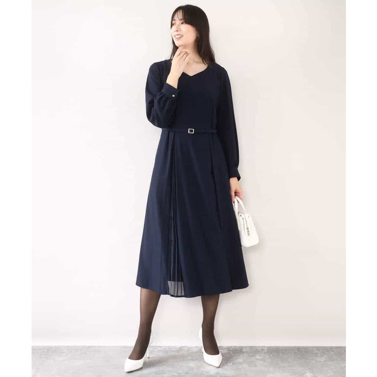 シフォンプリーツデザインワンピース/洗える/WEB限定サイズあり | OFUON | 詳細画像4 