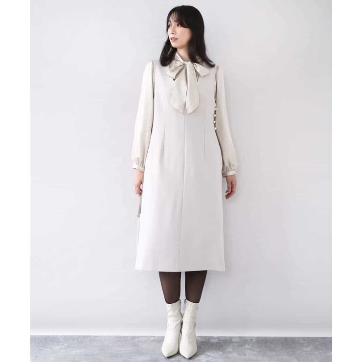 サイドパール調釦デザインVネックジャンパースカート 洗える WEB限定サイズあり | OFUON | 詳細画像14 