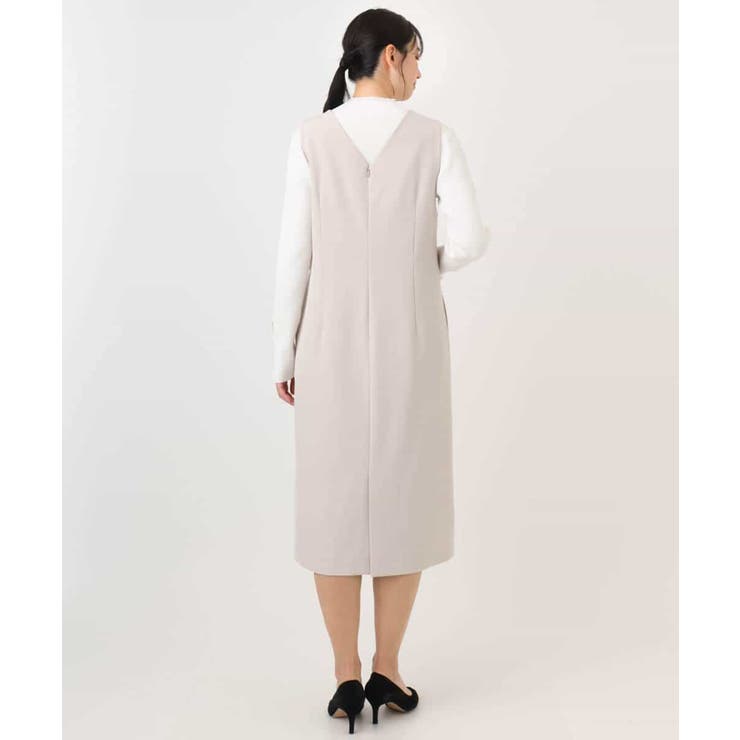 サイドパール調釦デザインVネックジャンパースカート 洗える WEB限定サイズあり | OFUON | 詳細画像17 