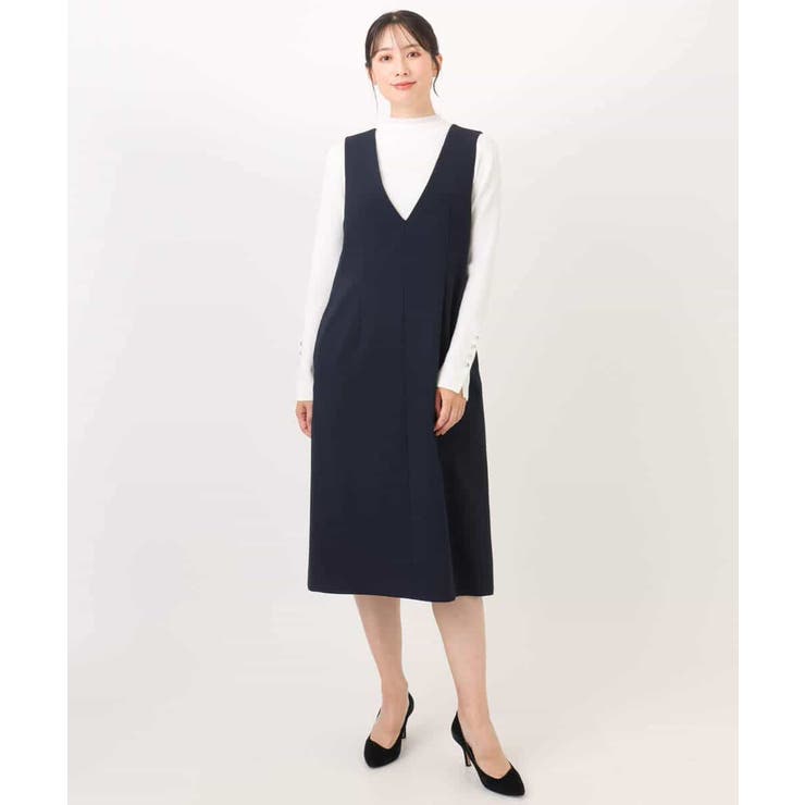 サイドパール調釦デザインVネックジャンパースカート 洗える WEB限定サイズあり | OFUON | 詳細画像26 