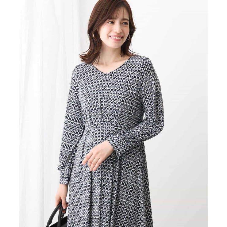 ジオメトリックプリントジャージワンピース/洗える/WEB限定サイズあり | OFUON | 詳細画像13 