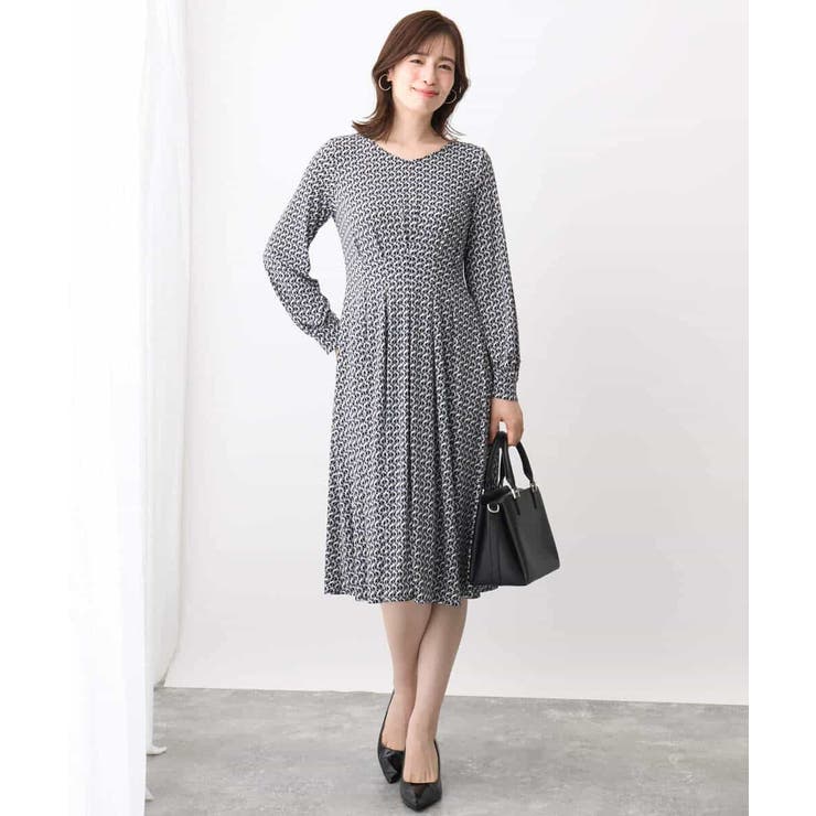 ジオメトリックプリントジャージワンピース/洗える/WEB限定サイズあり | OFUON | 詳細画像14 