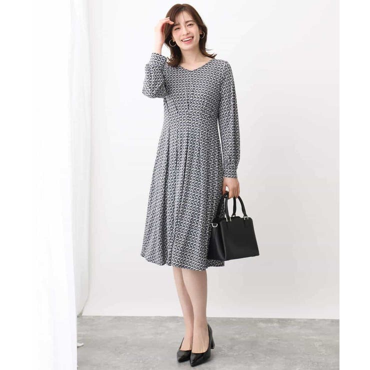 ジオメトリックプリントジャージワンピース/洗える/WEB限定サイズあり | OFUON | 詳細画像15 