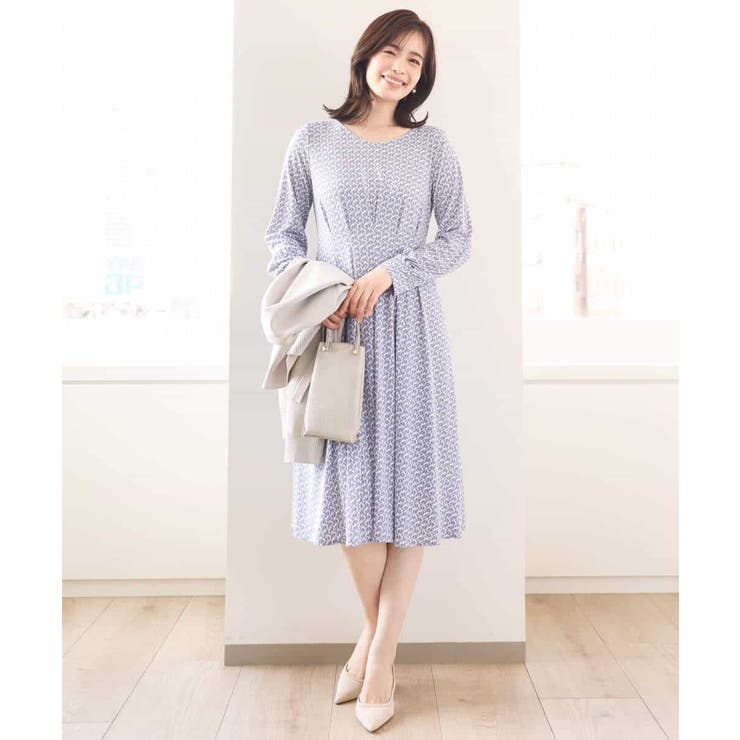 ジオメトリックプリントジャージワンピース/洗える/WEB限定サイズあり | OFUON | 詳細画像3 