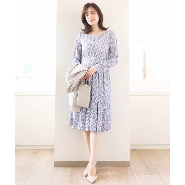 ジオメトリックプリントジャージワンピース/洗える/WEB限定サイズあり | OFUON | 詳細画像4 