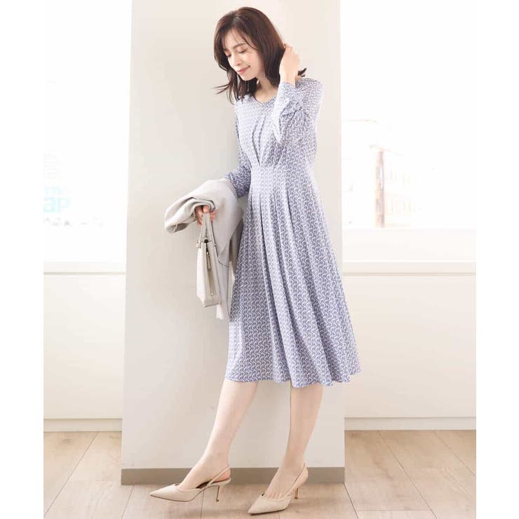 ジオメトリックプリントジャージワンピース/洗える/WEB限定サイズあり | OFUON | 詳細画像5 