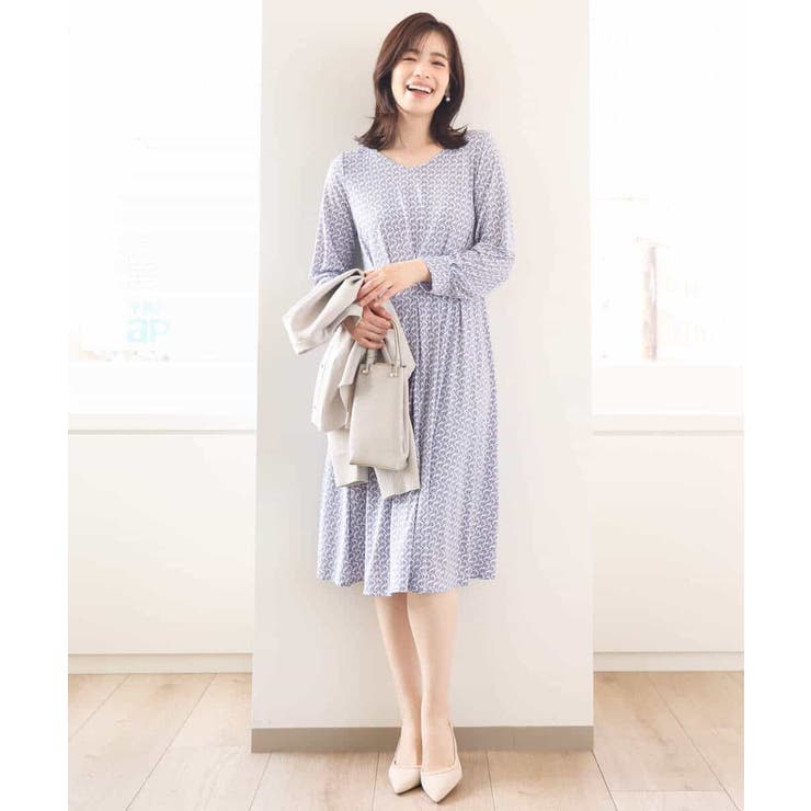 ジオメトリックプリントジャージワンピース/洗える/WEB限定サイズあり | OFUON | 詳細画像6 