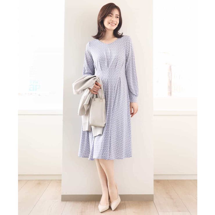 ジオメトリックプリントジャージワンピース/洗える/WEB限定サイズあり | OFUON | 詳細画像7 