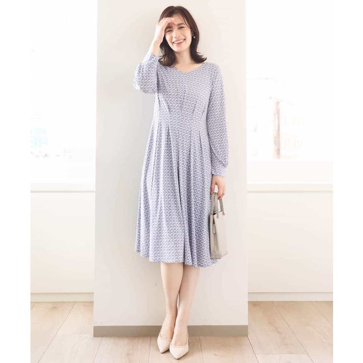 ジオメトリックプリントジャージワンピース/洗える/WEB限定サイズあり | OFUON | 詳細画像8 