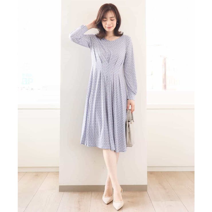 ジオメトリックプリントジャージワンピース/洗える/WEB限定サイズあり | OFUON | 詳細画像9 
