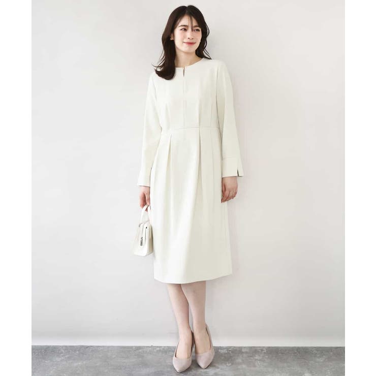 アイボリー | ウエストタックワンピース/洗える/WEB限定サイズあり | OFUON