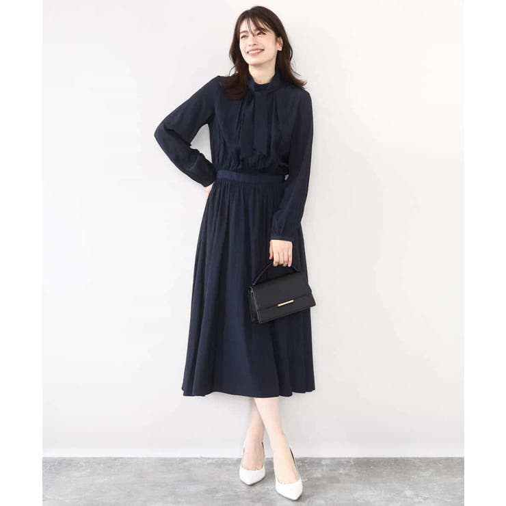 パウダーサテン ボウタイワンピース/洗える/WEB限定サイズあり | OFUON | 詳細画像3 