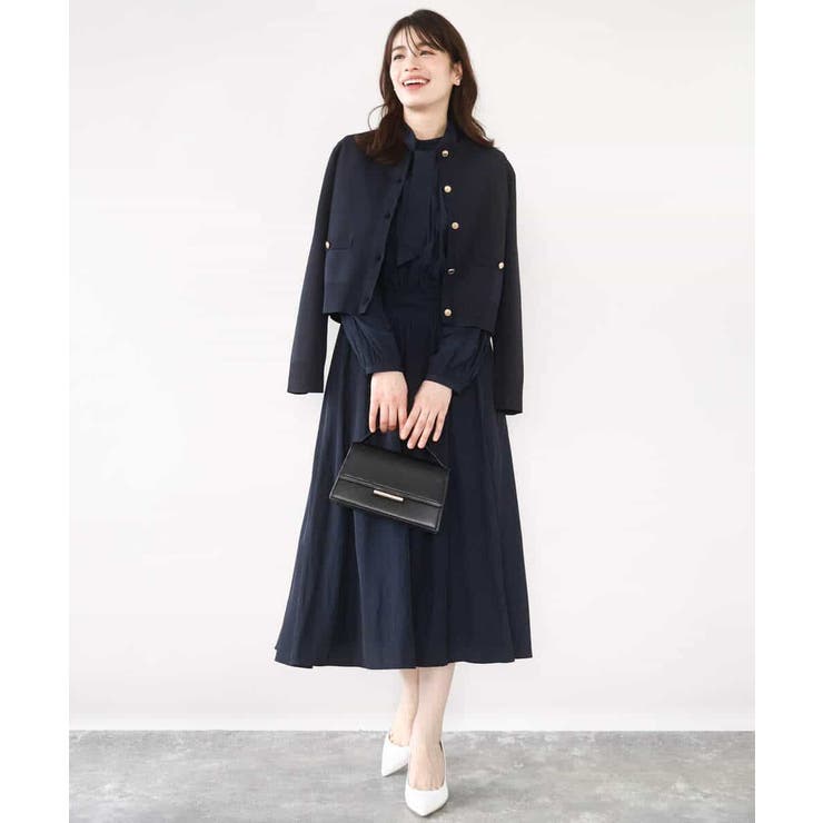 パウダーサテン ボウタイワンピース/洗える/WEB限定サイズあり | OFUON | 詳細画像7 