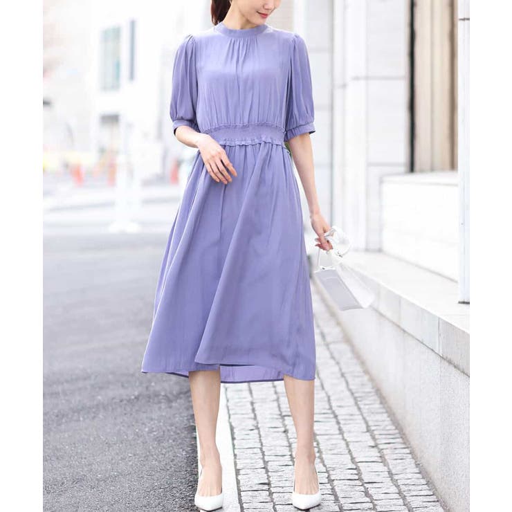 ラベンダー | パウダーサテンシャーリングワンピース/洗える | OFUON