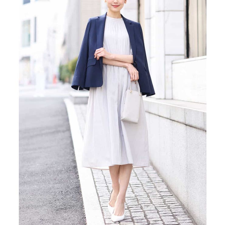 ライトグレー | パウダーサテンシャーリングワンピース/洗える | OFUON