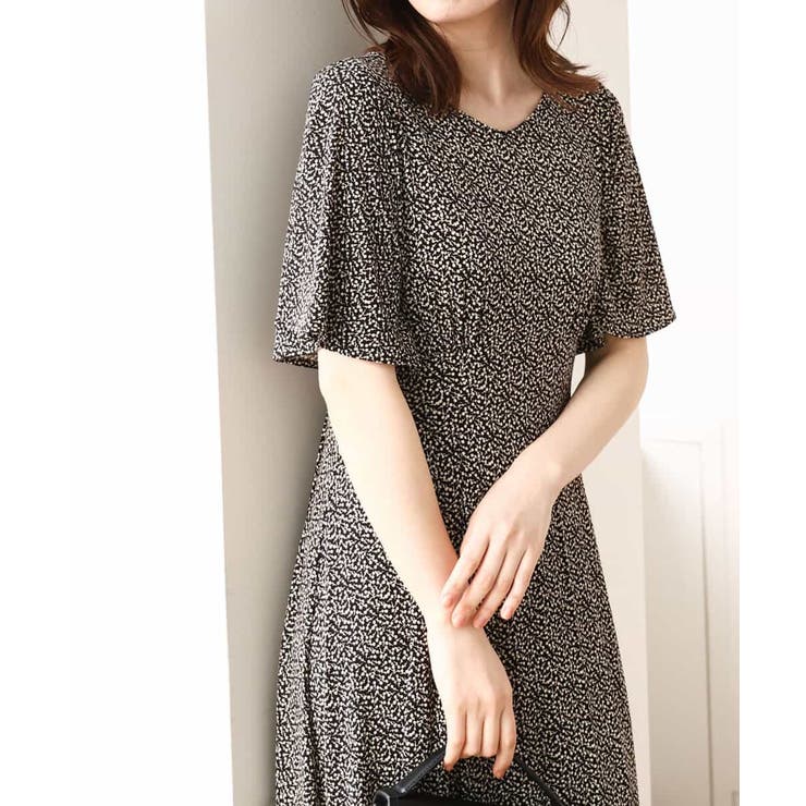 フレアスリーブ小花柄ワンピース/洗える/WEB限定サイズあり | OFUON | 詳細画像1 