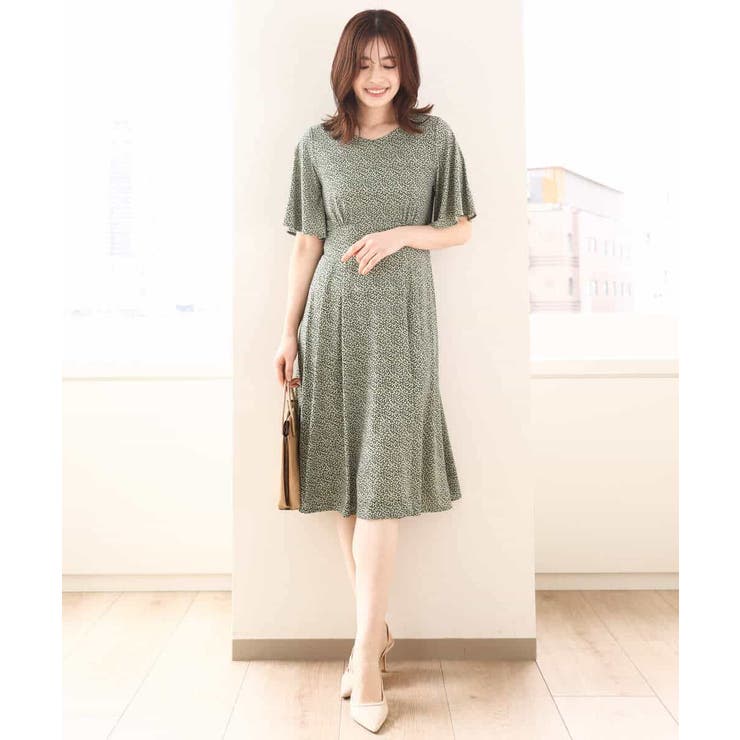 フレアスリーブ小花柄ワンピース/洗える/WEB限定サイズあり | OFUON | 詳細画像14 