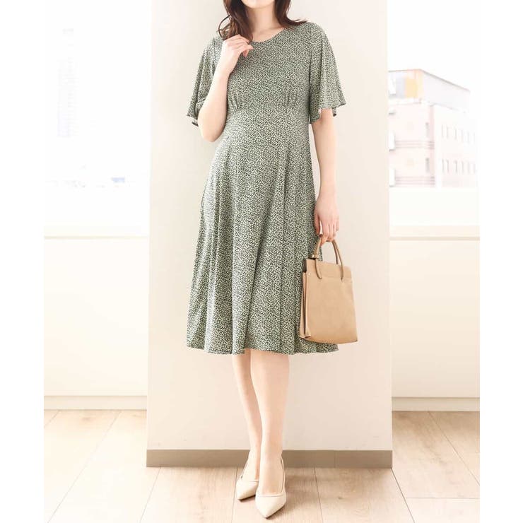 ミント | フレアスリーブ小花柄ワンピース/洗える/WEB限定サイズあり | OFUON