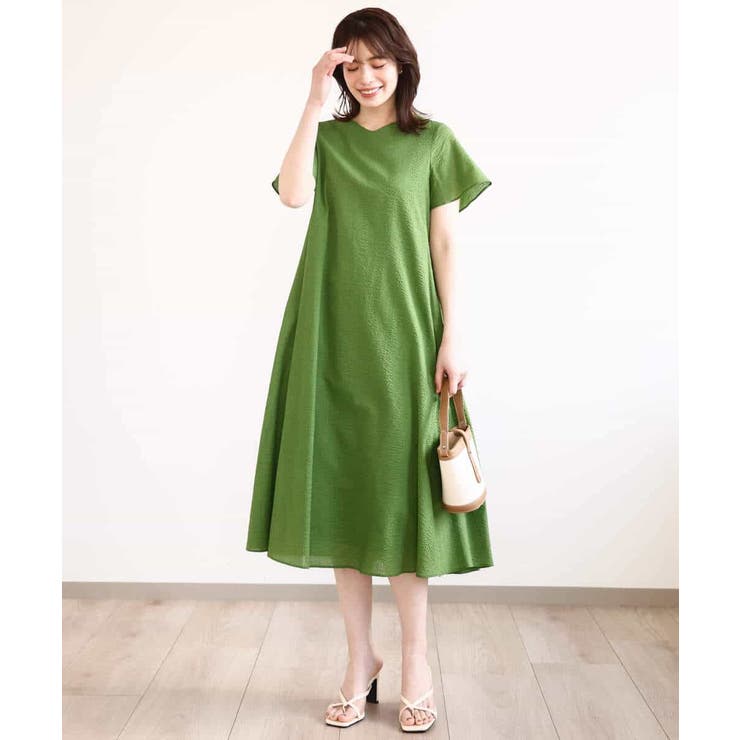 VネックAラインシルエットワンピース/洗える/WEB限定サイズあり | OFUON | 詳細画像10 